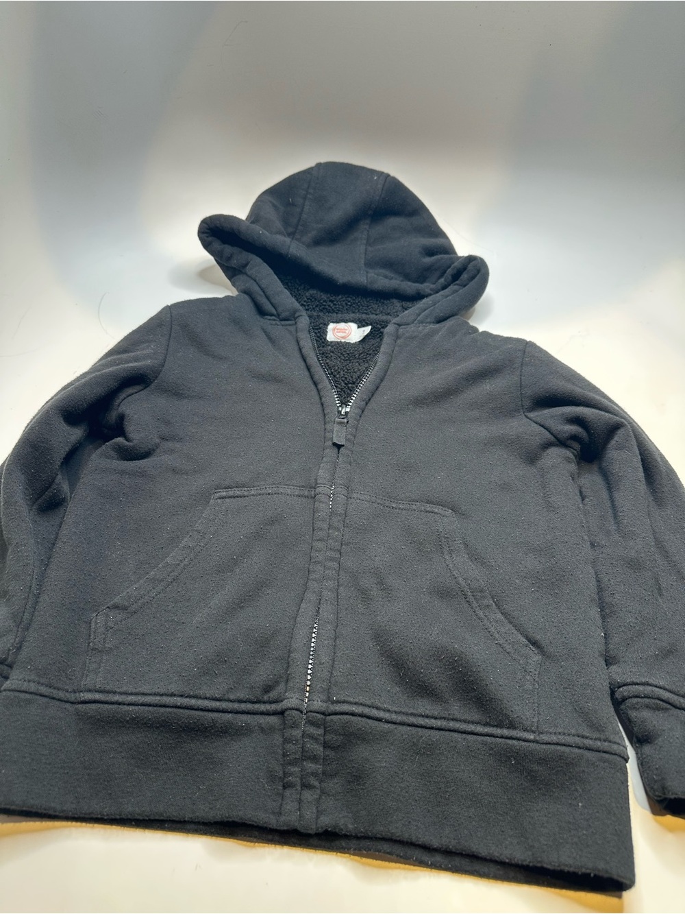 wonder nation Black Hooded Zip Front Kids Sweatshirt